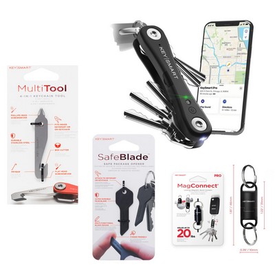 KeySmart Ipro Smart Key Organizer Works w/Apple Find My - Bundle - Black