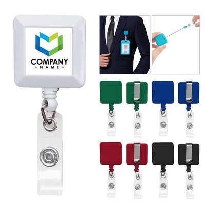 ABS Square Retractable Badge Reel w/ Belt Clip