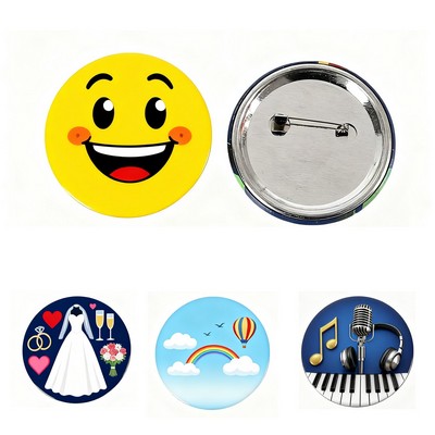 1" Round Custom Metal Button Badge with Pin Back