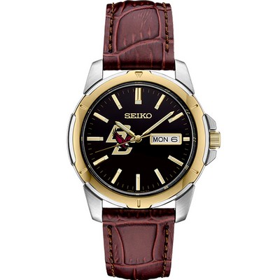 Seiko Men's Two-Tone Brown Leather Strap Watch
