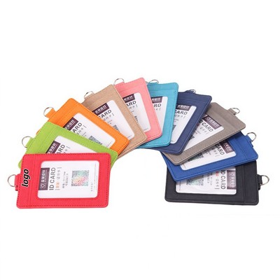 Professional PU Leather Work ID Card Holder Badge Case for Daily Use