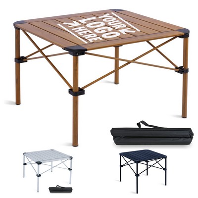 Lightweight Stable Alu Folding Square Table Roll Up Top With Carry Bag