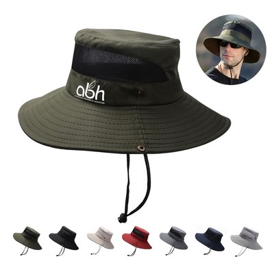 Wide Brim Sun Hat Travel Bucket W/ Adjustable Strap