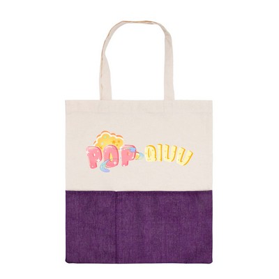 Two-Tone Cotton/ Burlap Tote with Pocket
