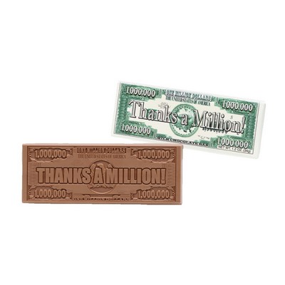Thanks-a-Million 2"x5" Themed Milk Chocolate Wrapper Bar