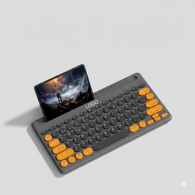 Multi-Device Bluetooth Wireless Keyboard with Integrated Stand Slot 4-Channel Dual-Mode Keyboard