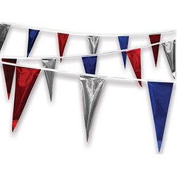 Red, Silver, & Blue Metallic Triangle Pennants