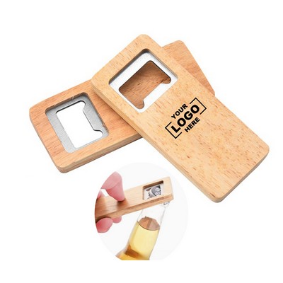 Rectangular Wooden Handle Beer Bottle Opener
