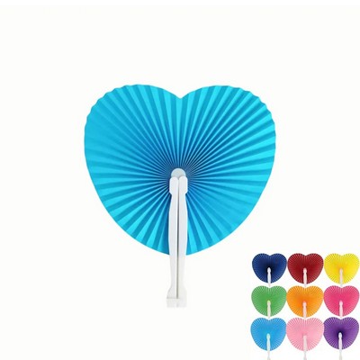 Heart-shaped Plastic Folding Paper Fan