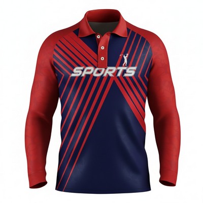 Unisex Full Color Long Sleeve Pique Polo Shirt 160GSM