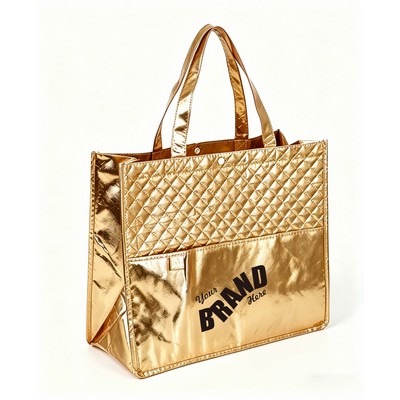Vibrant Metallic Quilted Non-Woven Gift Tote Bag