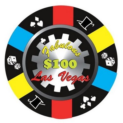 Las Vegas $100 Poker Chip Maxi Magnet (8 Square Inch)