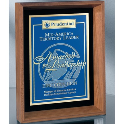 Walnut Wood Shadowbox Plaque w/Engraved Metal Plate