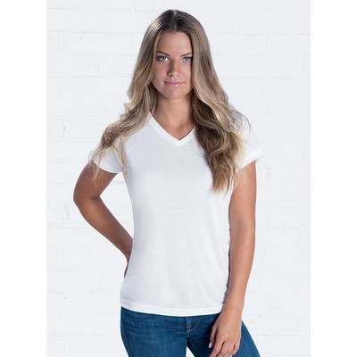 SubliVie Ladies' V-Neck Modern Fit Sublimation V-Neck Short Sleeve 100% Polyester T-Shirt