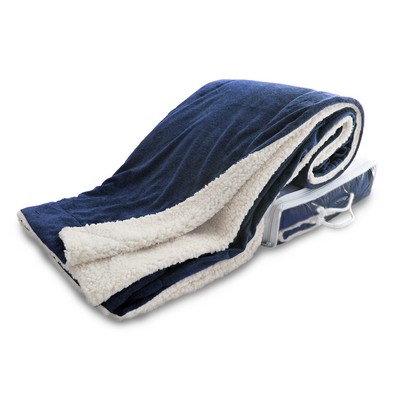 Micro Mink Sherpa Blanket - Navy Blue (Overseas)