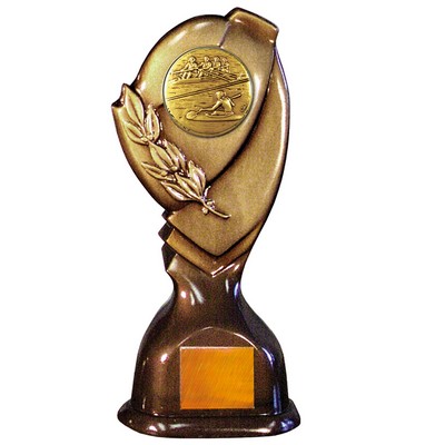 Stock Classic 10" Trophy with 2" Rowing Coin and Engraving Plate