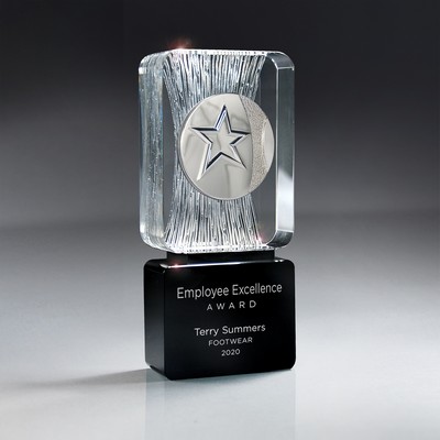 Carved Clear Crystal on Black Base with Star Medallion