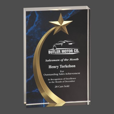 Blue Marble Square Shooting Star Acrylic Award (7¾")