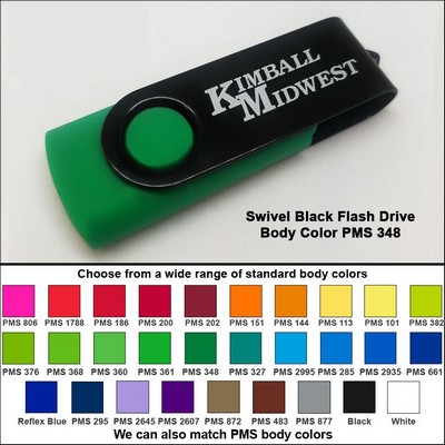 Swivel Black/Green Flash Drive (128 MB Memory) - Body PMS 348
