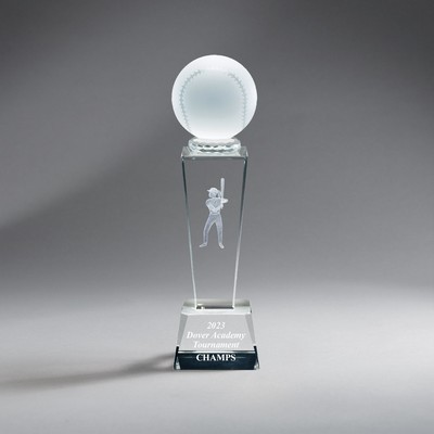Female Softball Crystal Column with Ball