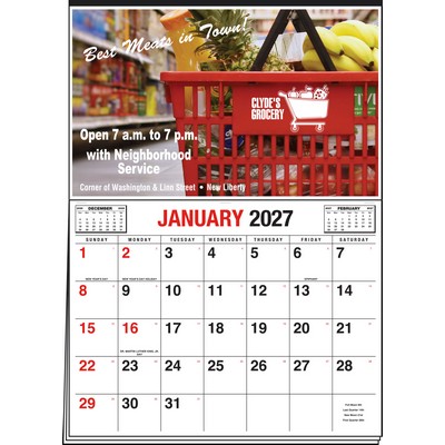 Date Master 4-Color Imprint Half Apron Calendar (Red & Black)