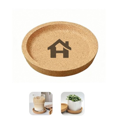 Leak Proof Cork Coaster with Lip 4"