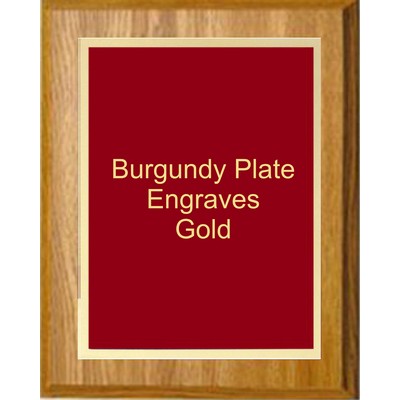 Oak Plaque 7" x 9" - Simplicity Plate Burgundy/Gold 5" x 7" Plate