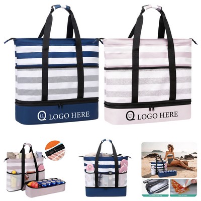 20x5.1x19.3" Beach Tote w/ Cooler Compartment