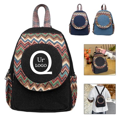 Artisanal Denim School Backpack W/ Smart Magnetic Closure
