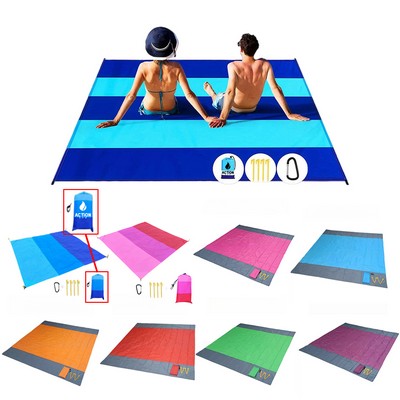 Sandproof Beach Blanket w/ 4 Stakes