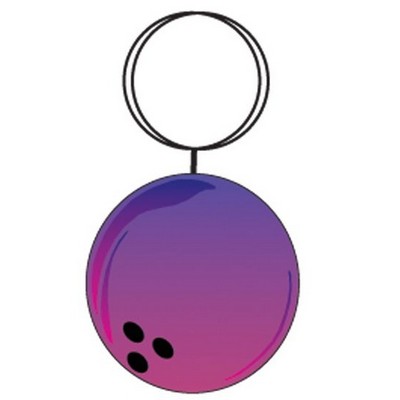 Purple Bowling Ball Key Chain w/Clear Mirrored Back (12 Square Inch)