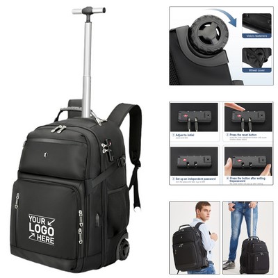 Rolling Travel Laptop Backpack with Lock