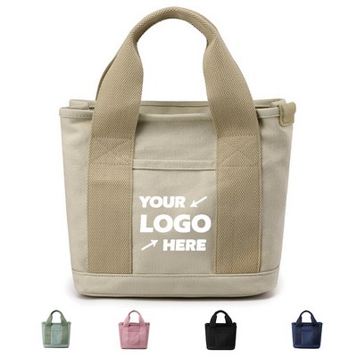 Multi-Pocket Canvas Tote Bag
