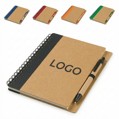 Kraft Spiral Notebook W/Pen