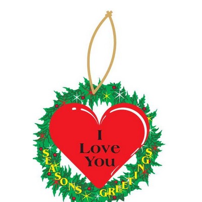 Heart Promotional Wreath Ornament w/ Black Back (4 Square Inch)