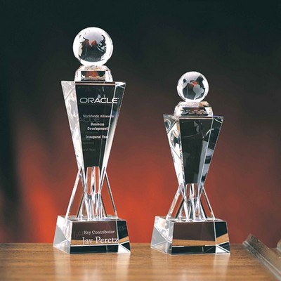 11" On Victory Tower Crystal Globe Award
