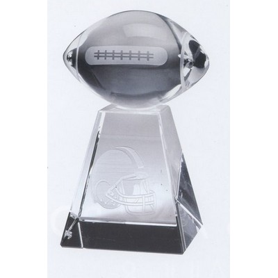 Large Optical Crystal Clear Football w/Tall Base Award