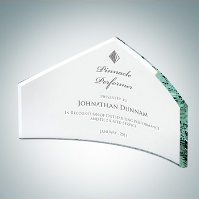 5" Beveled Peak Jade Glass Award Plaque