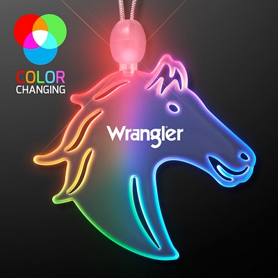 Acrylic Horse Head Shape Necklace with Multicolor LED - PRINTED