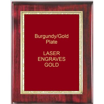 Rosewood 9" x 12" Piano Finish Plaque - 7" x 10" Red/Gold Florentine Plate