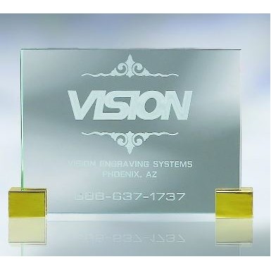 Medium Jade Glass Plaque w/Chrome Corners Award