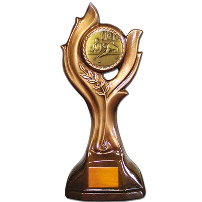 Stock 12" Victory Trophy With 2" Billiards Coin and Engraving Plate