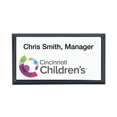 Plastic Framed Badges Square Corners - Personalized 1.5"X3" (UV Inkjet & Engraved)