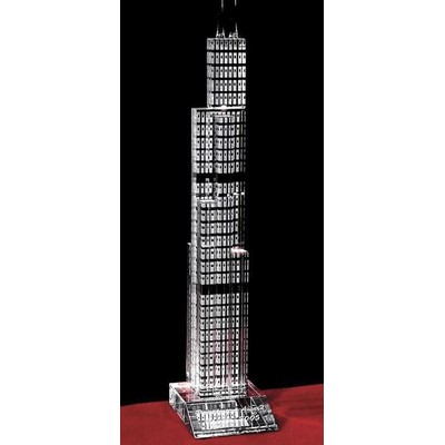 Crystal Willis Tower (Sears Tower) Sculpture w/Customization (6")