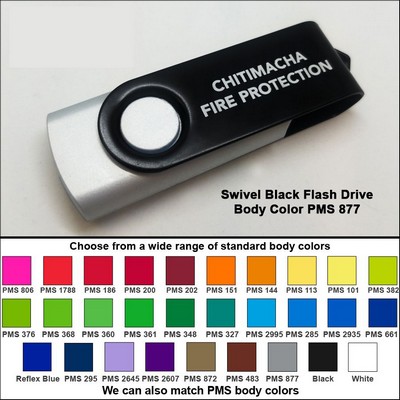 Swivel Black/Silver Flash Drive (256 MB Memory) Body PMS 877
