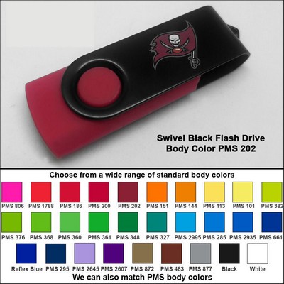 Swivel Black/Burgundy Red Flash Drive (128 MB Memory) - Body PMS 202