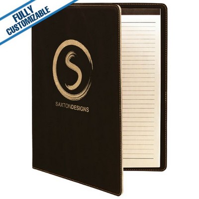 Black & Gold Leatherette - 9.5X12" Portfolio With Notepad