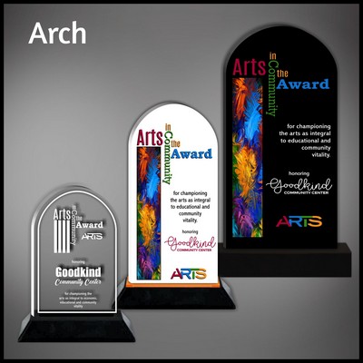 8" Arch Clear Budget Acrylic Award on Black Base