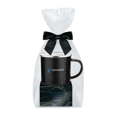 Promo Revolution - 16 Oz. Specked Camping Mug Gift Set w/3 Gourmet Chocolate Chunk Cookies