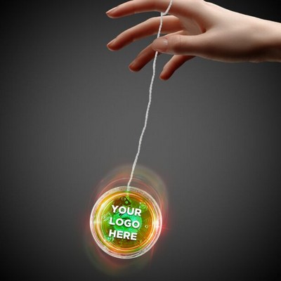 2" Digi-Printed Light-Up Green & Clear Yo-Yo w/Red LED(Full Color)